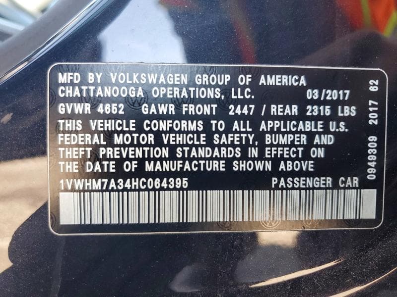 2017 VOLKSWAGEN PASSAT SE 13