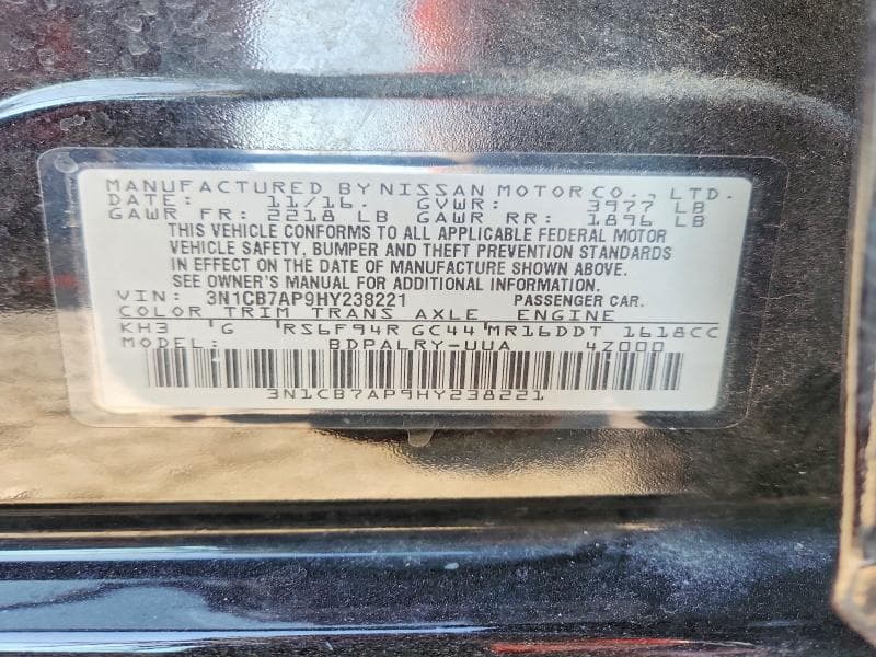 2017 NISSAN SENTRA SR TURBO 12