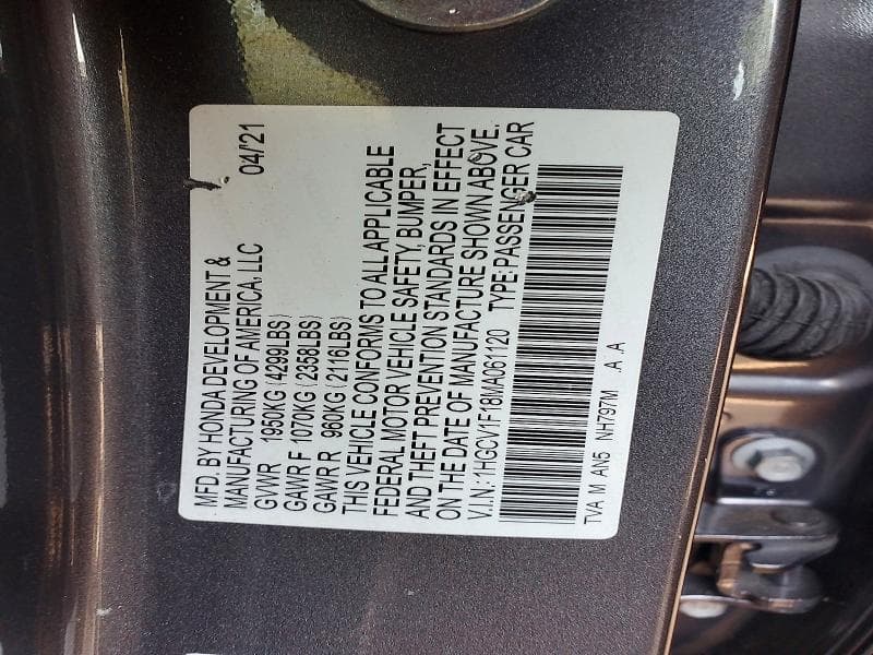 2021 HONDA ACCORD LX 12