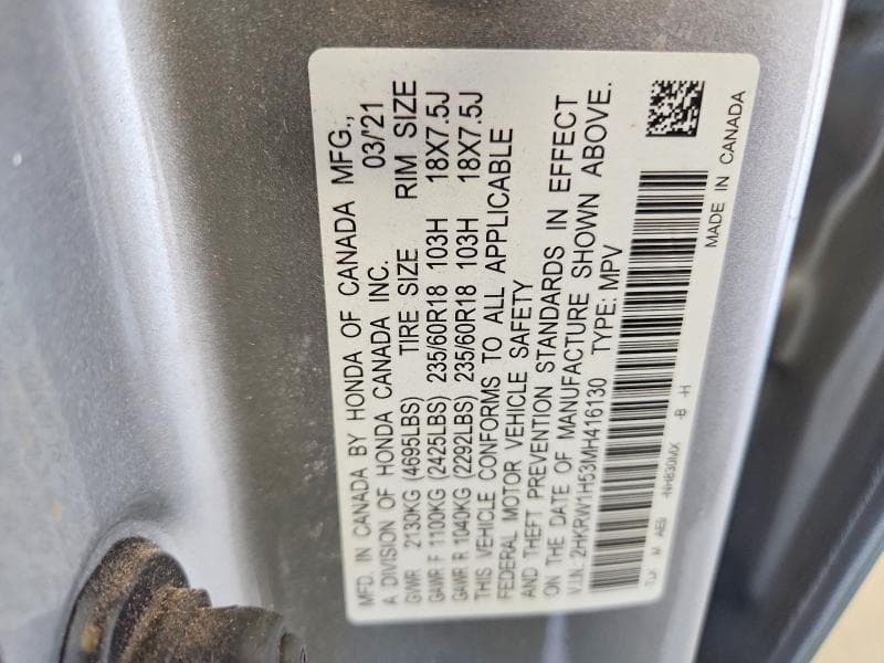 2021 HONDA CR-V EX 12
