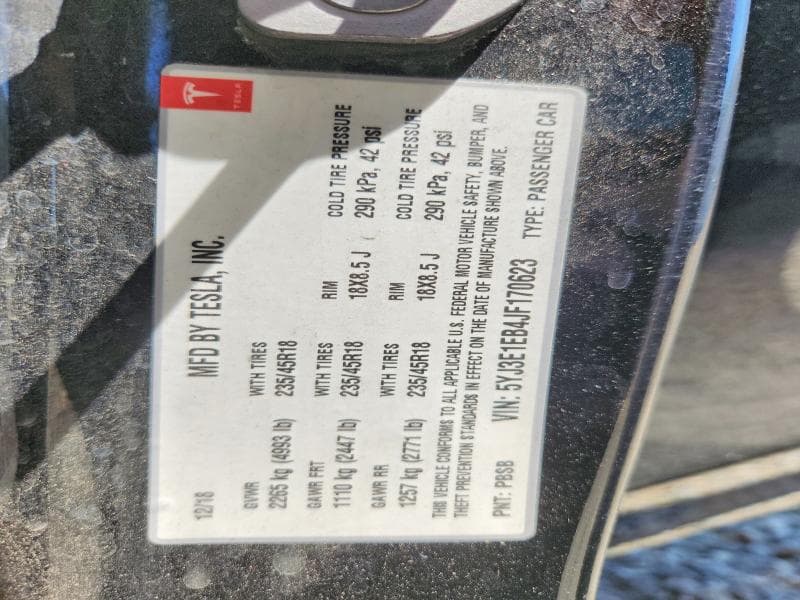 2018 TESLA MODEL 3 12