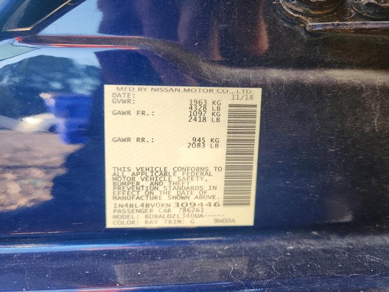 2019 NISSAN ALTIMA S 12