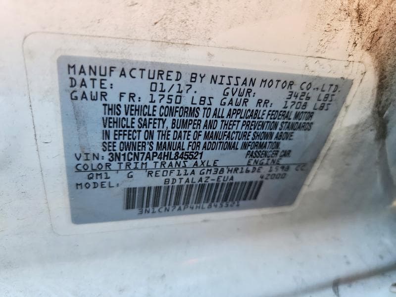 2017 NISSAN VERSA 1.6 S PLUS 13