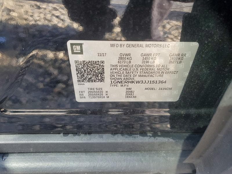 2018 CHEVROLET TRAVERSE LT 14