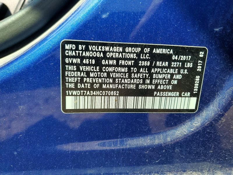 2017 VOLKSWAGEN PASSAT R-LINE 12