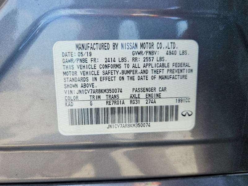 2019 INFINITI Q50 PURE 12