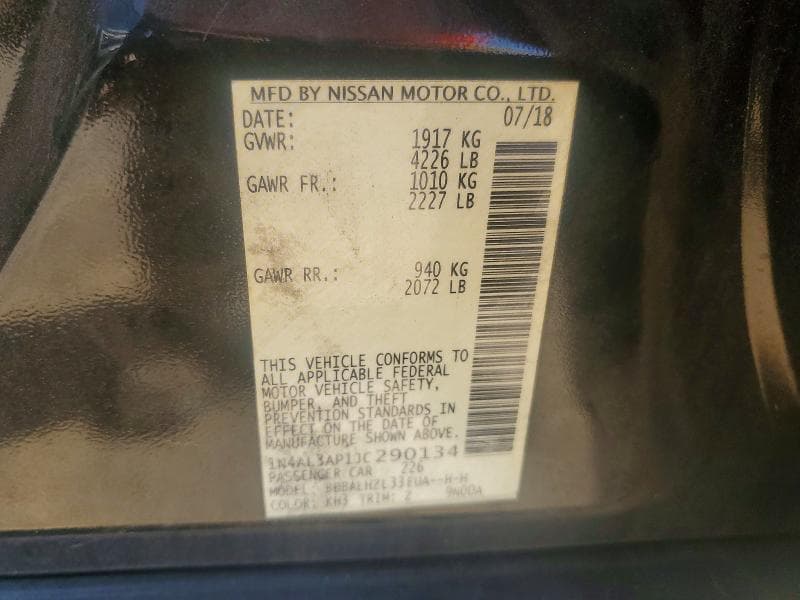 2018 NISSAN ALTIMA 2.5 SR 12