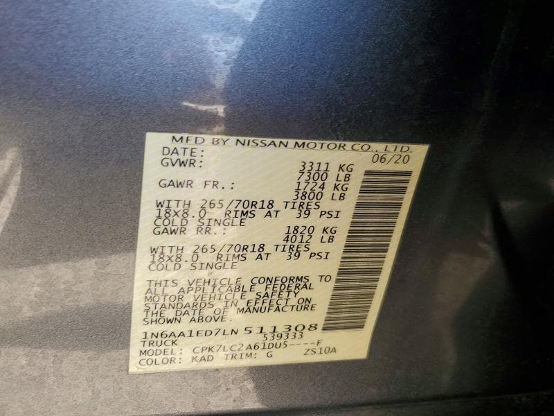 2020 NISSAN TITAN SV 12
