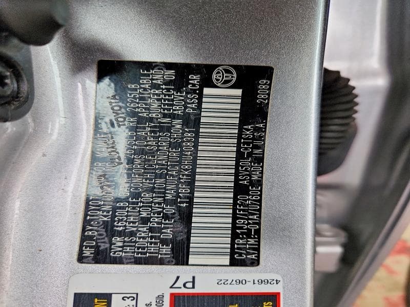 2017 TOYOTA CAMRY SE 12