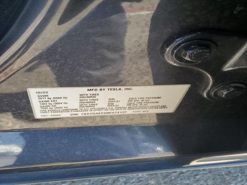 2022 TESLA MODEL Y 12