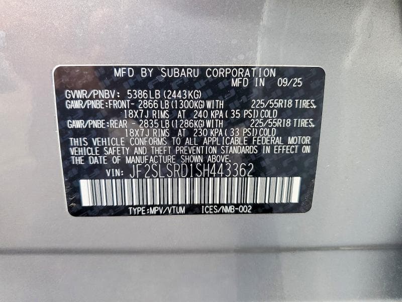 2025 SUBARU FORESTER LIMITED 13