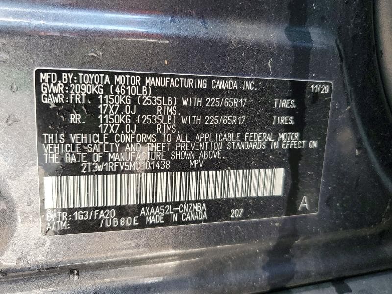 2021 TOYOTA RAV4 XLE 12