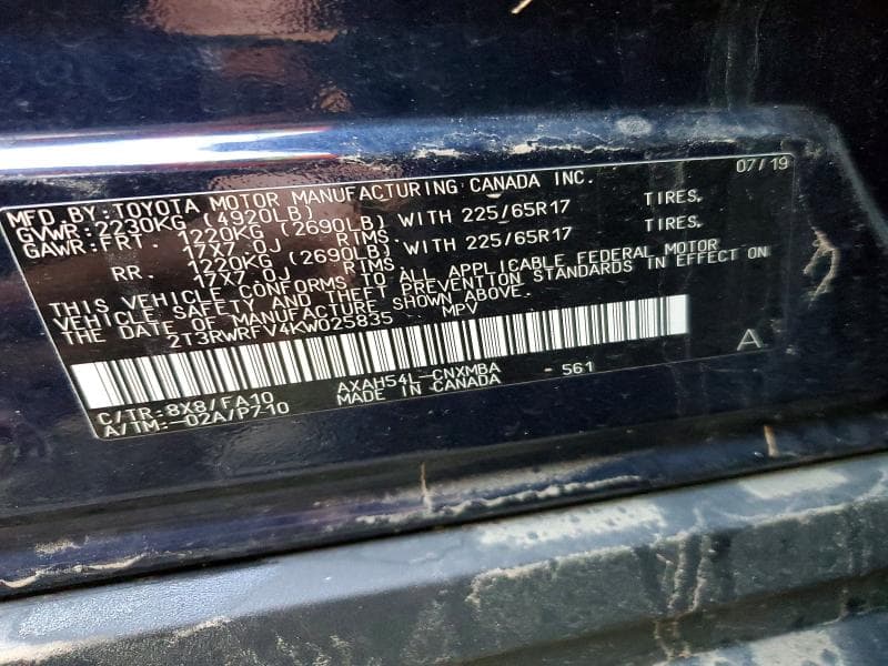 2019 TOYOTA RAV4 HYBRID XLE 12