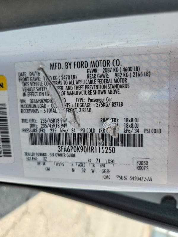 2017 FORD FUSION TITANIUM 12