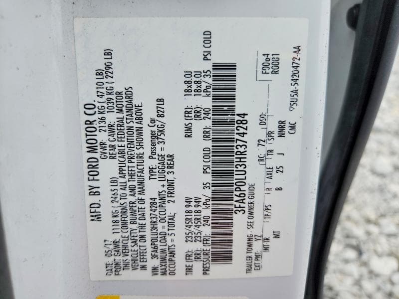 2017 FORD FUSION SE HYBRID 12
