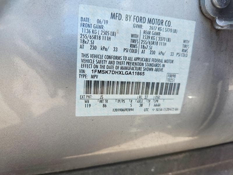 2020 FORD EXPLORER XLT 12