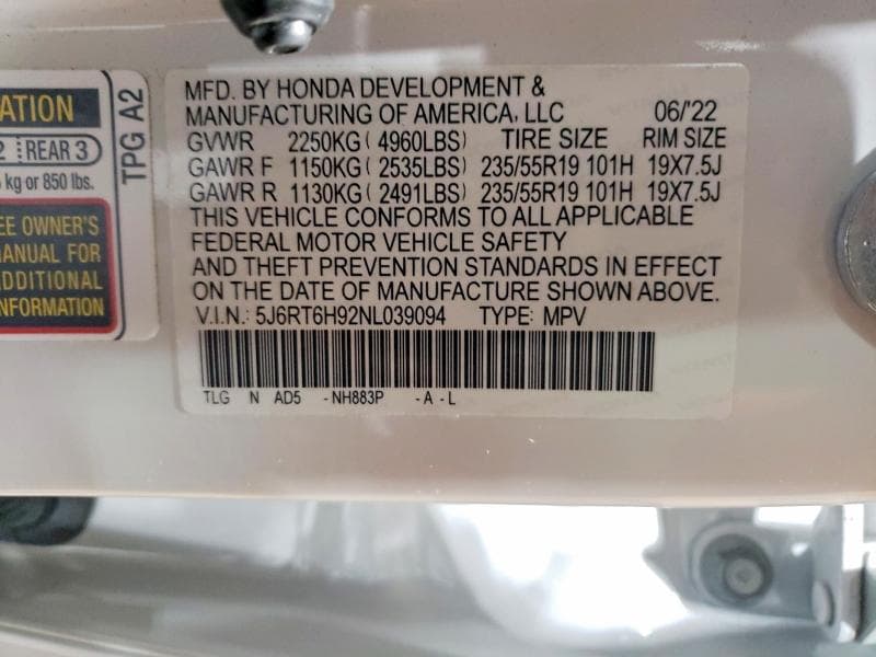 2022 HONDA CR-V TOURING 13