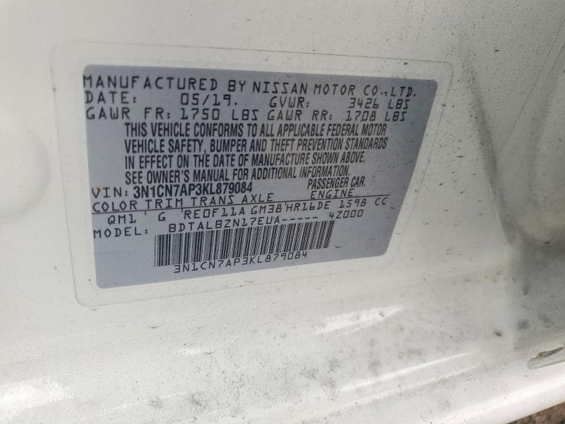 2019 NISSAN VERSA SV 12