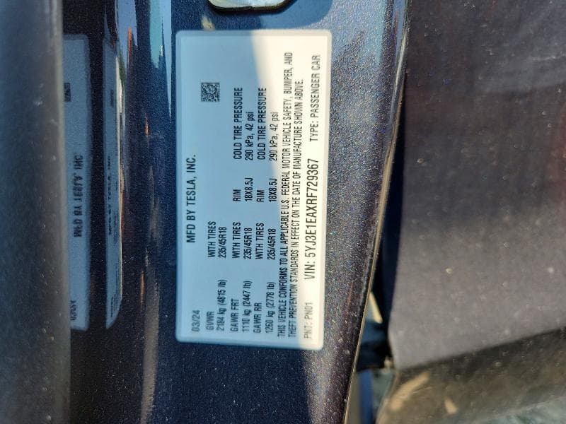 2024 TESLA MODEL 3 12