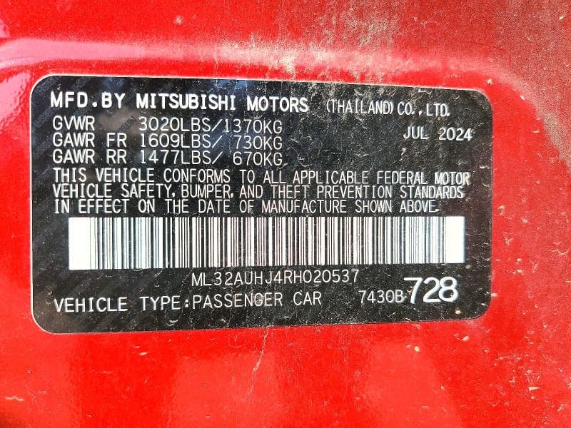 2024 MITSUBISHI MIRAGE ES 12