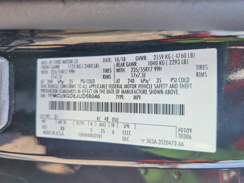 2018 FORD ESCAPE SE 13
