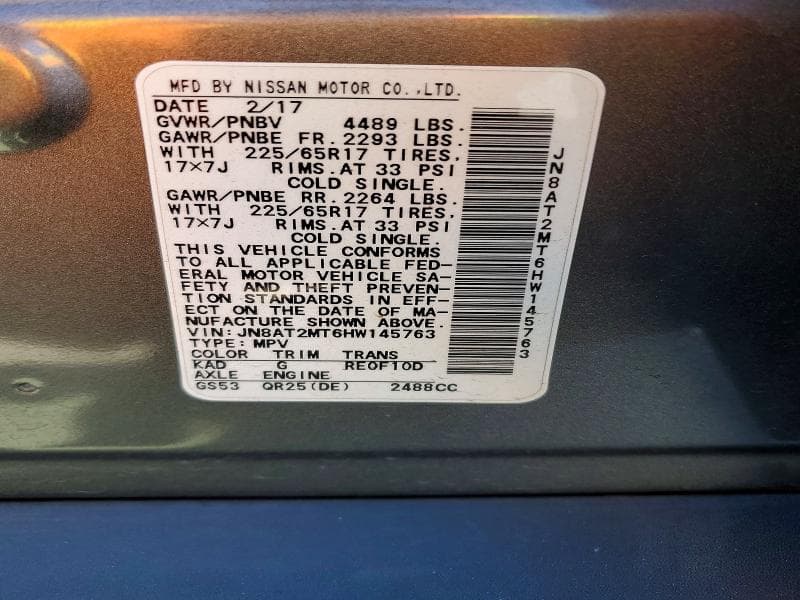 2017 NISSAN ROGUE SV 12