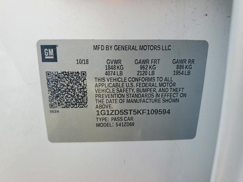 2019 CHEVROLET MALIBU LT 12