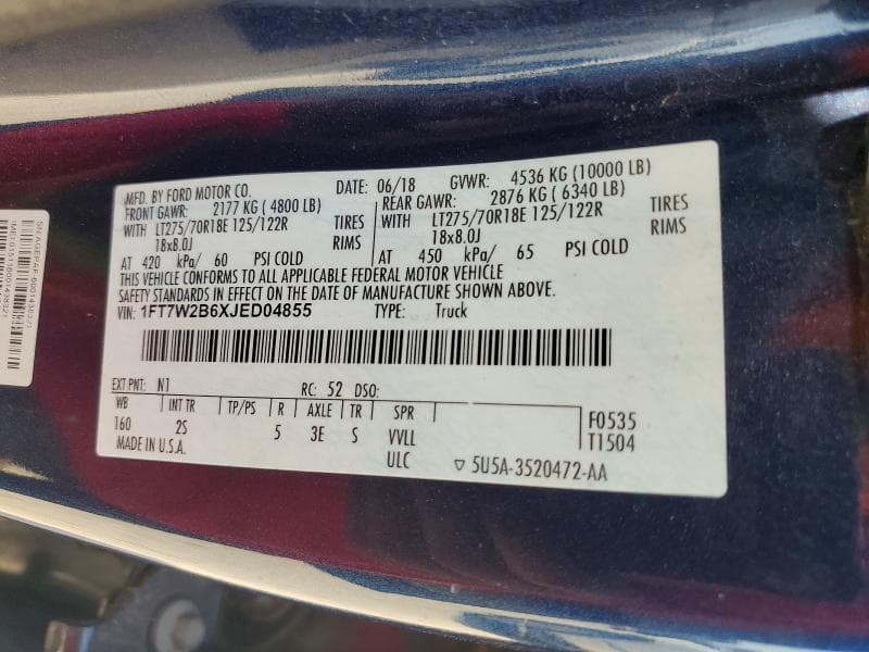 2018 FORD F250 SUPER DUTY 12