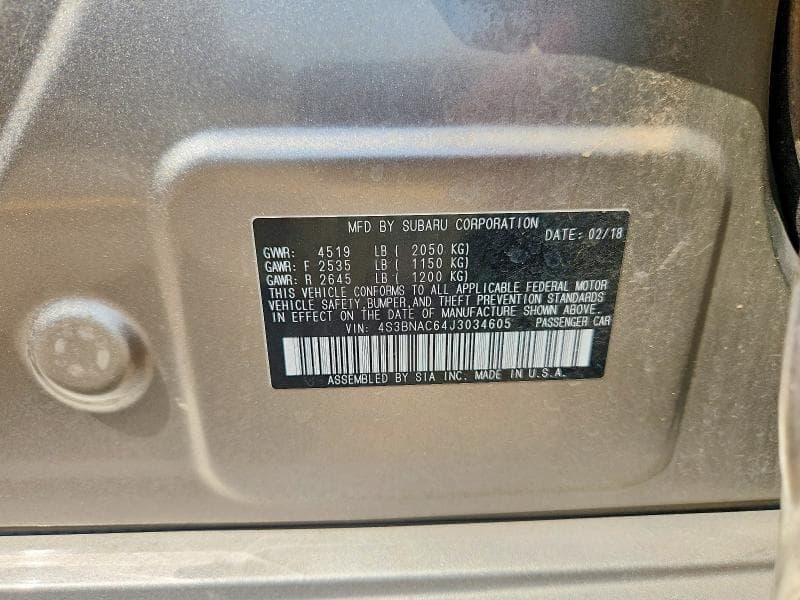 2018 SUBARU LEGACY 2.5I PREMIUM 12