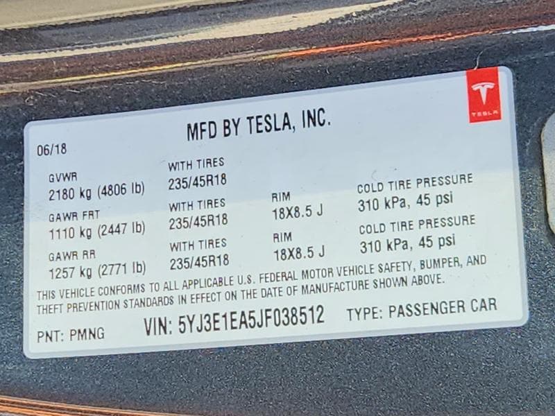 2018 TESLA MODEL 3 13
