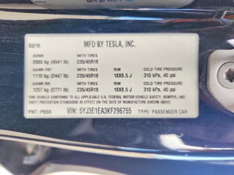2019 TESLA MODEL 3 12