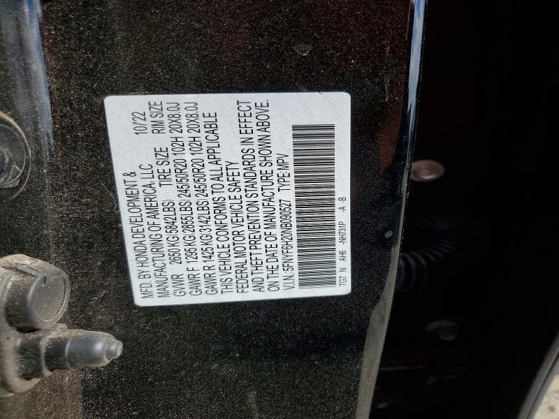 2022 HONDA PILOT SE 14