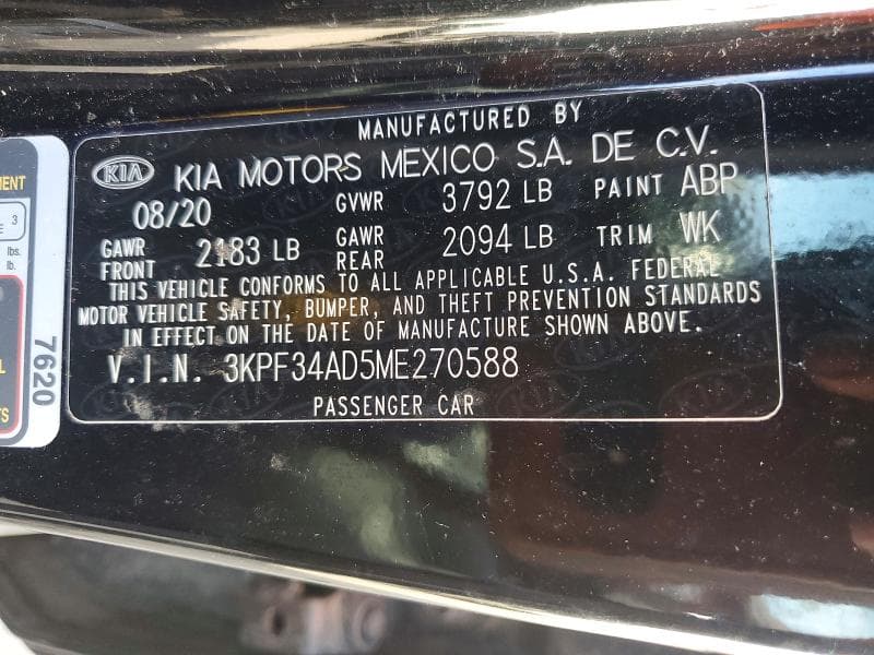 2021 KIA FORTE GT LINE 12