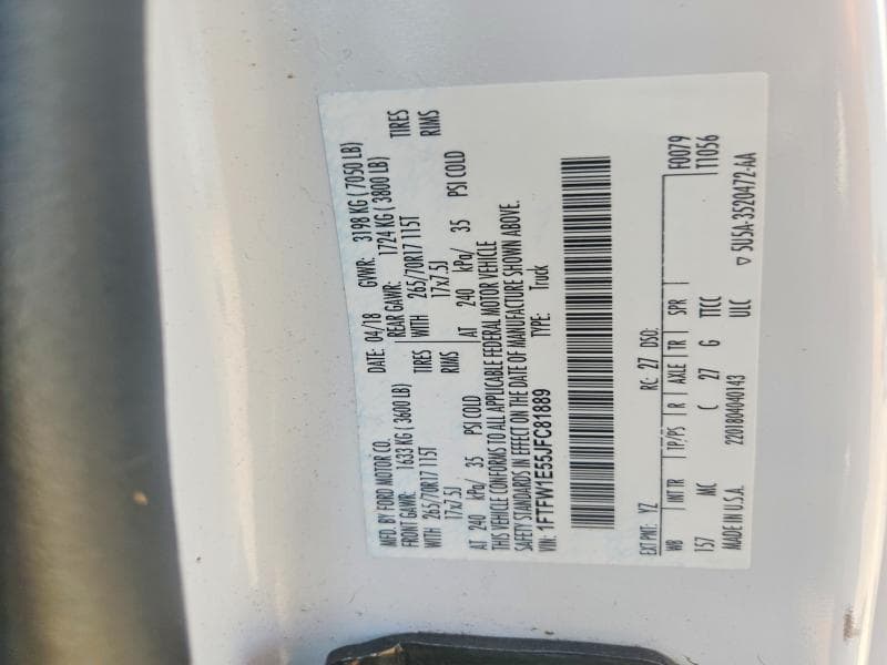 2018 FORD F150 SUPERCREW 12