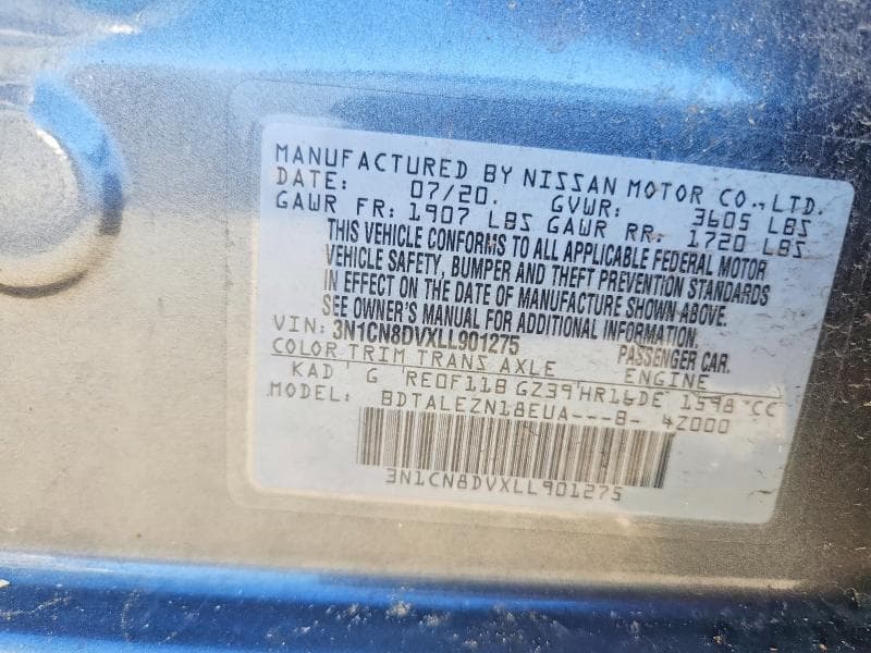 2020 NISSAN VERSA S 12