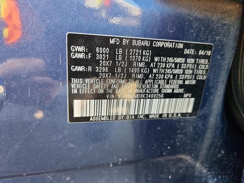 2019 SUBARU ASCENT LIMITED 13