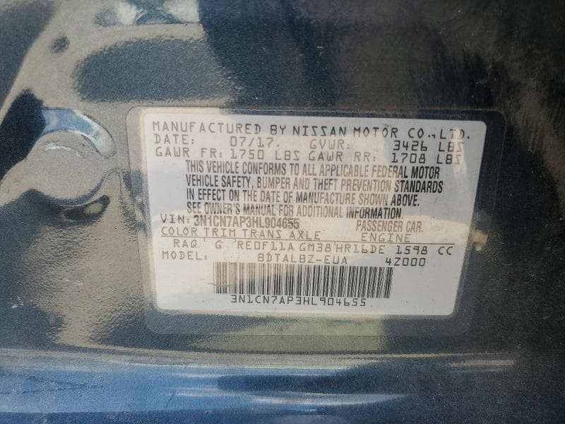 2017 NISSAN VERSA 1.6 SV 12