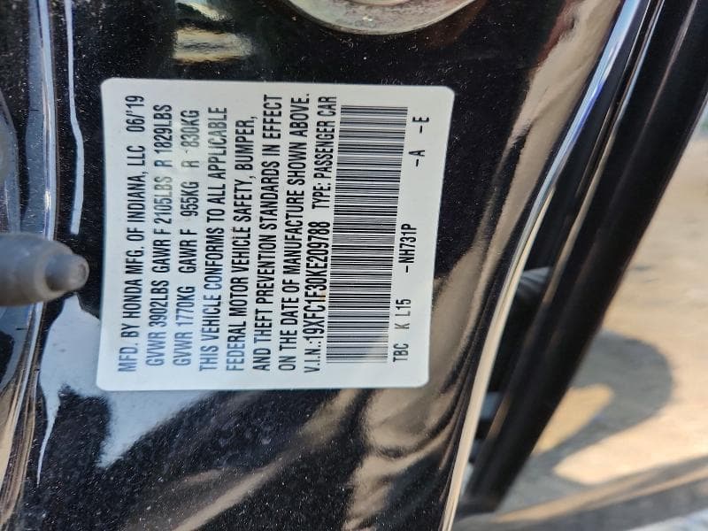 2019 HONDA CIVIC EX 12