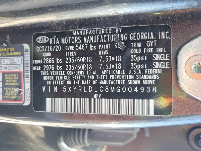 2021 KIA SORENTO S 13