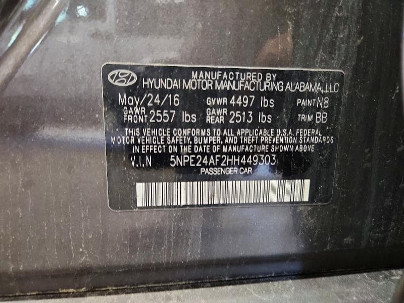 2017 HYUNDAI SONATA SE 12