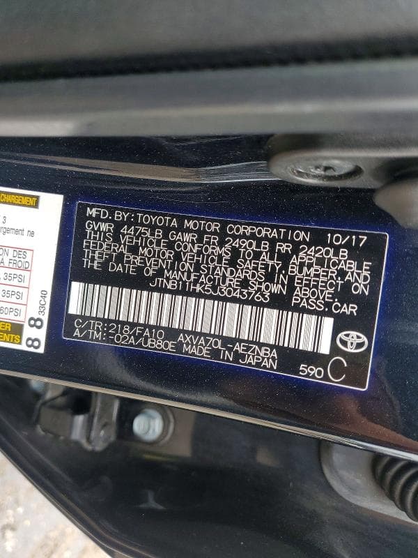 2018 TOYOTA CAMRY LE 12