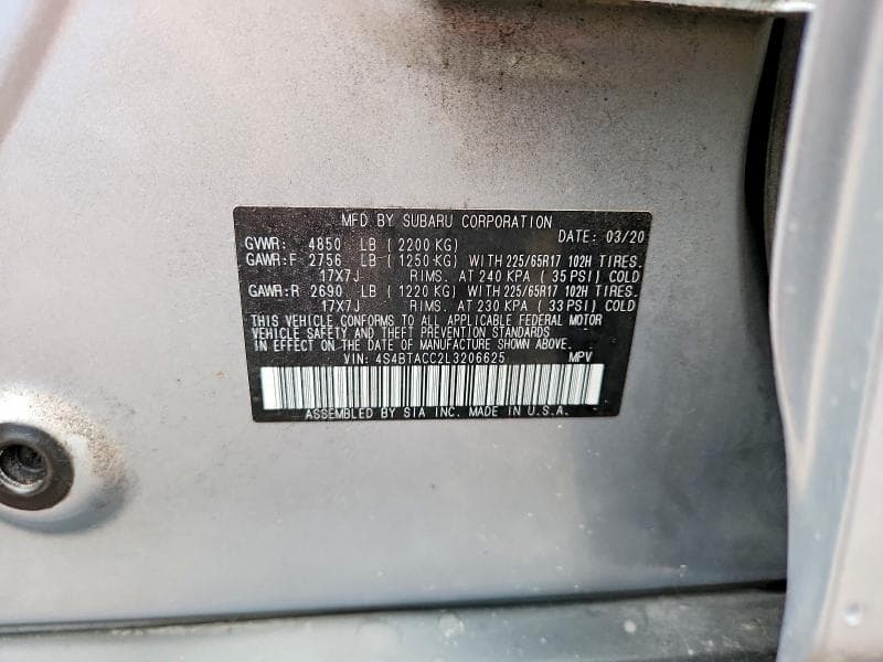 2020 SUBARU OUTBACK PREMIUM 14