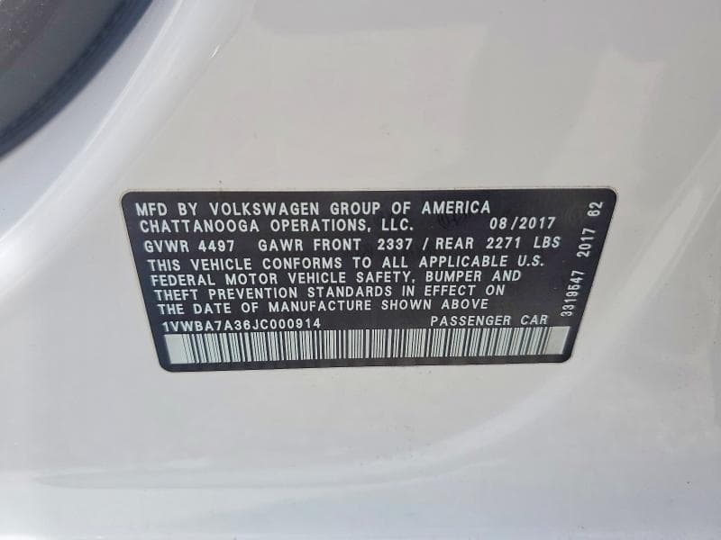 2018 VOLKSWAGEN PASSAT SE 12