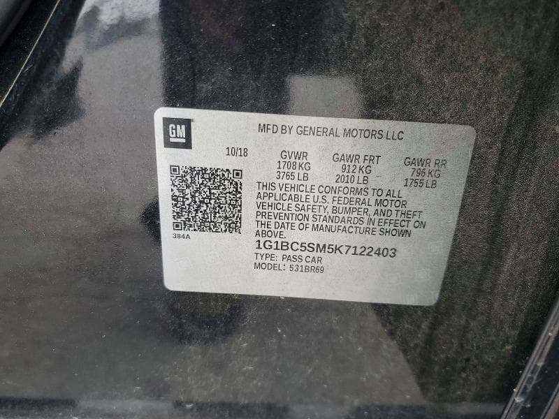 2019 CHEVROLET CRUZE LS 12