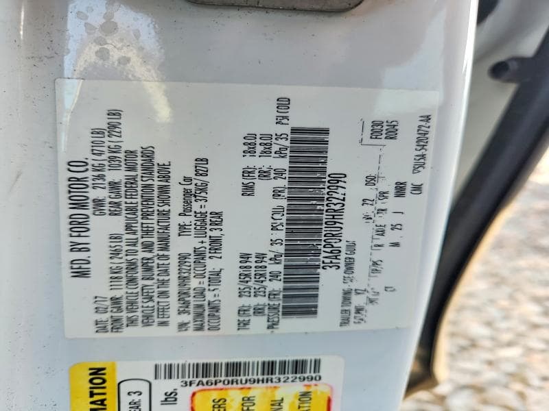 2017 FORD FUSION TITANIUM HEV 12
