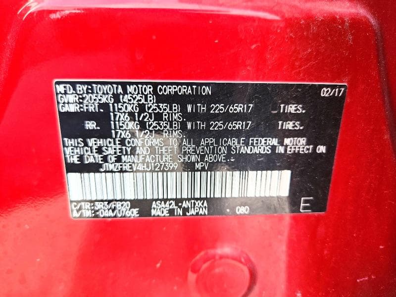 2017 TOYOTA RAV4 LE 14