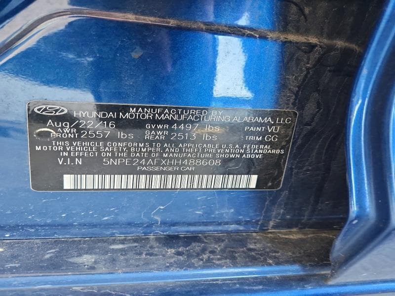 2017 HYUNDAI SONATA SE 12