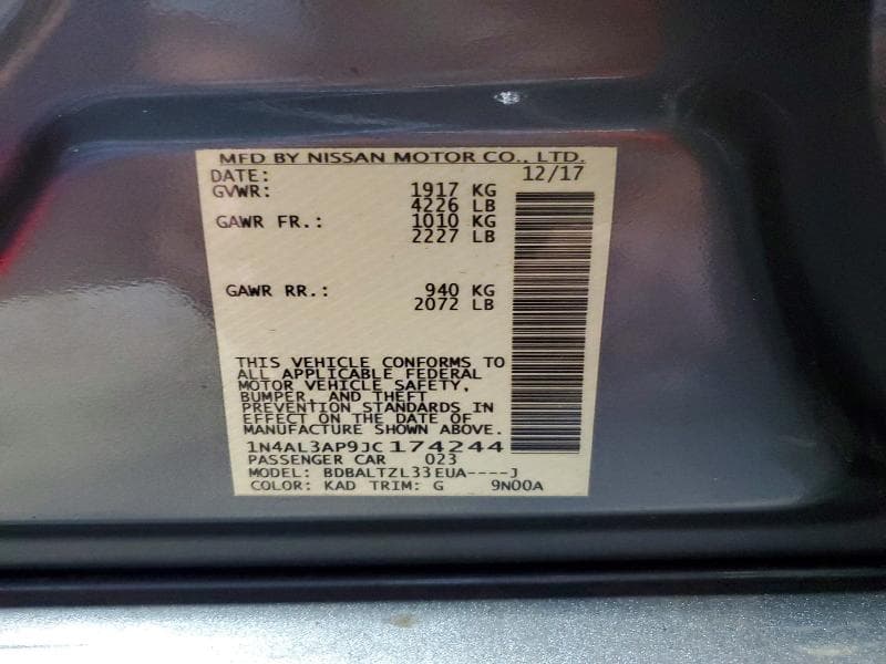 2018 NISSAN ALTIMA 2.5 SL 12