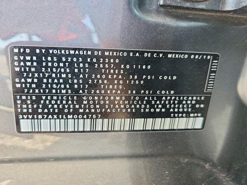 2020 VOLKSWAGEN TIGUAN S 13