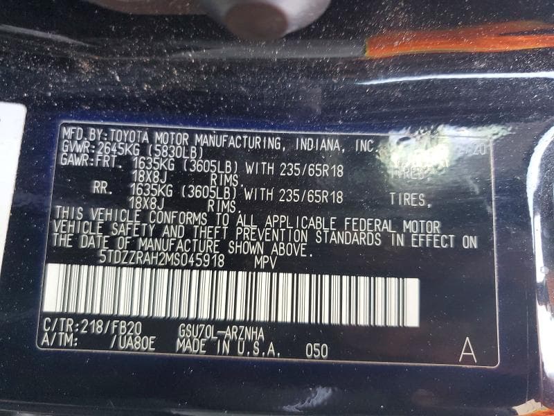2021 TOYOTA HIGHLANDER LE 14